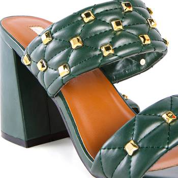 Fischer Block Heel Sandals in Green 4