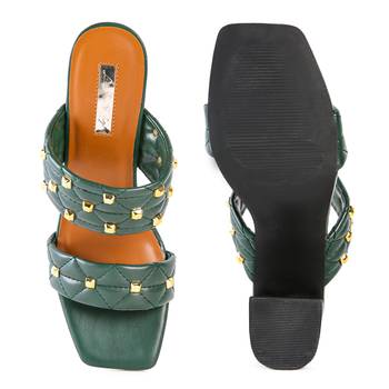 Fischer Block Heel Sandals in Green 5