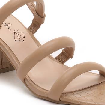 Slater Croc Slingback Block Sandals in Nude 4