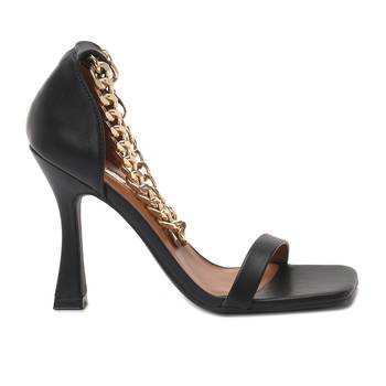 Venusta Heel Sandal With Metal Chain in Black 2
