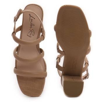 Slater Croc Slingback Block Sandals in Nude 5