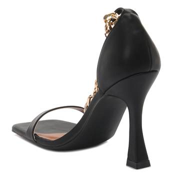 Venusta Heel Sandal With Metal Chain in Black 3
