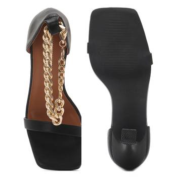 Venusta Heel Sandal With Metal Chain in Black 5