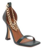 Venusta Heel Sandal With Metal Chain in Green