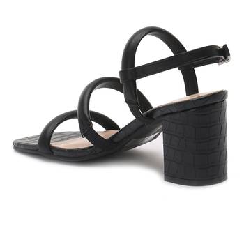 Slater Croc Slingback Block Sandals in Black 3