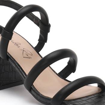 Slater Croc Slingback Block Sandals in Black 4