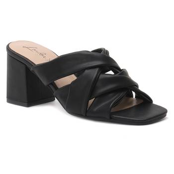 Knope Interwoven Straps Mid Heeled Sandals in Black 1
