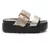 Metal Buckle Platform Sandals in Gold