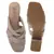 Knope Interwoven Straps Mid Heeled Sandals in Beige