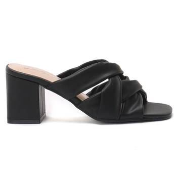 Knope Interwoven Straps Mid Heeled Sandals in Black 2