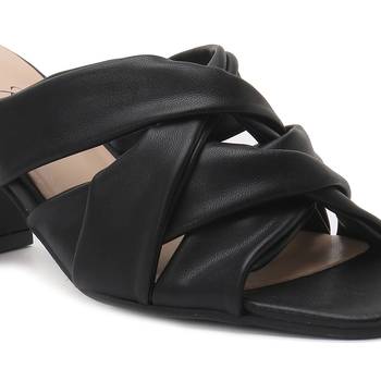 Knope Interwoven Straps Mid Heeled Sandals in Black 4