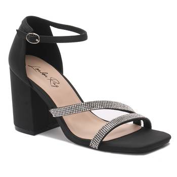 Black Rhinestone Evening Heel Sandals    1