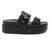 Metal Buckle Platform Sandals in Black