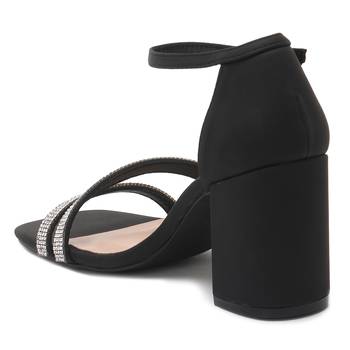 Black Rhinestone Evening Heel Sandals    3