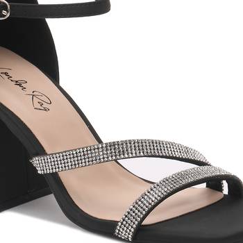 Black Rhinestone Evening Heel Sandals    4