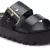 Metal Buckle Platform Sandals in Black