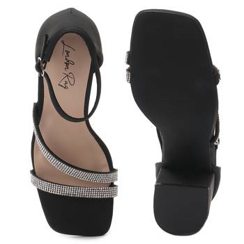 Black Rhinestone Evening Heel Sandals    5