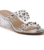 Metal Drops Clear Slide Sandals 