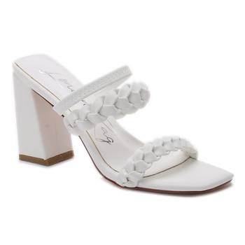 Woven Strap Casual Block Sandals in White 1