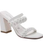 Woven Strap Casual Block Sandals in White
