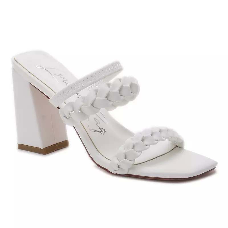 Woven Strap Casual Block Sandals in White
