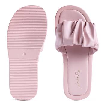 Pink Gathered Low Wedge Slides 5