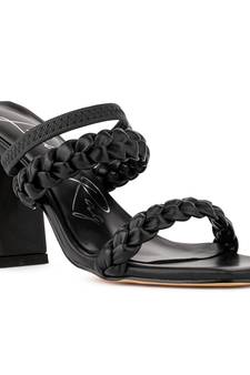 Woven Strap Casual Block Sandals in Black