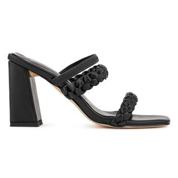 Woven Strap Casual Block Sandals in Black 2