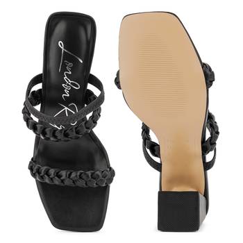 Woven Strap Casual Block Sandals in Black 5