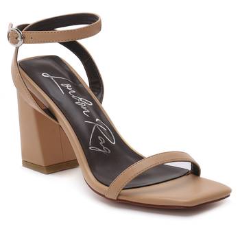 Nude Square Toe Block Heeled Sandal 1