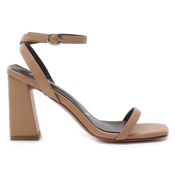 Nude Square Toe Block Heeled Sandal 2