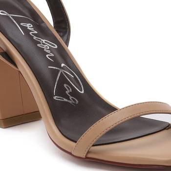 Nude Square Toe Block Heeled Sandal 4