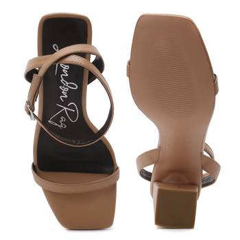 Nude Square Toe Block Heeled Sandal 5