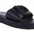 Black Gathered Low Wedge Slides