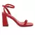 Red Square Toe Block Heeled Sandal