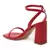 Red Square Toe Block Heeled Sandal