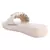 Beige Gathered Low Wedge Slides