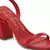 Red Square Toe Block Heeled Sandal