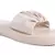 Beige Gathered Low Wedge Slides