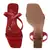 Red Square Toe Block Heeled Sandal