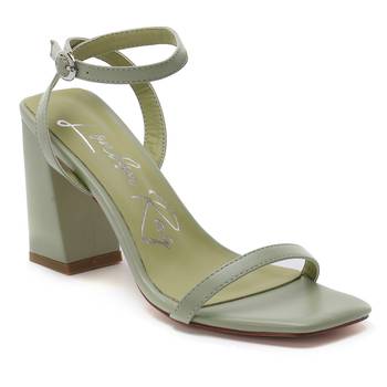 Mint Green Square Toe Block Heeled Sandal 1
