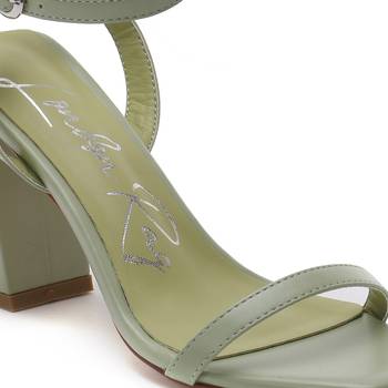 Mint Green Square Toe Block Heeled Sandal 4