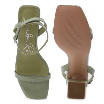 Mint Green Square Toe Block Heeled Sandal 5