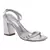 Silver Square Toe Block Heeled Sandal