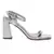 Silver Square Toe Block Heeled Sandal