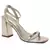 Gold Square Toe Block Heeled Sandal