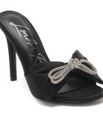 Bow Tie High Heeled Black Sandal