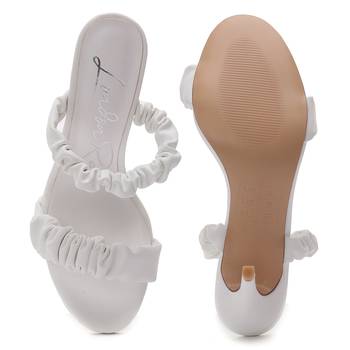 Gather Straps Slip-On Heeled Sandal in White 5