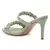 Gather Straps Slip-On Heeled Sandal in Mint Green