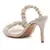 Gather Straps Slip-On Heeled Sandal in Beige